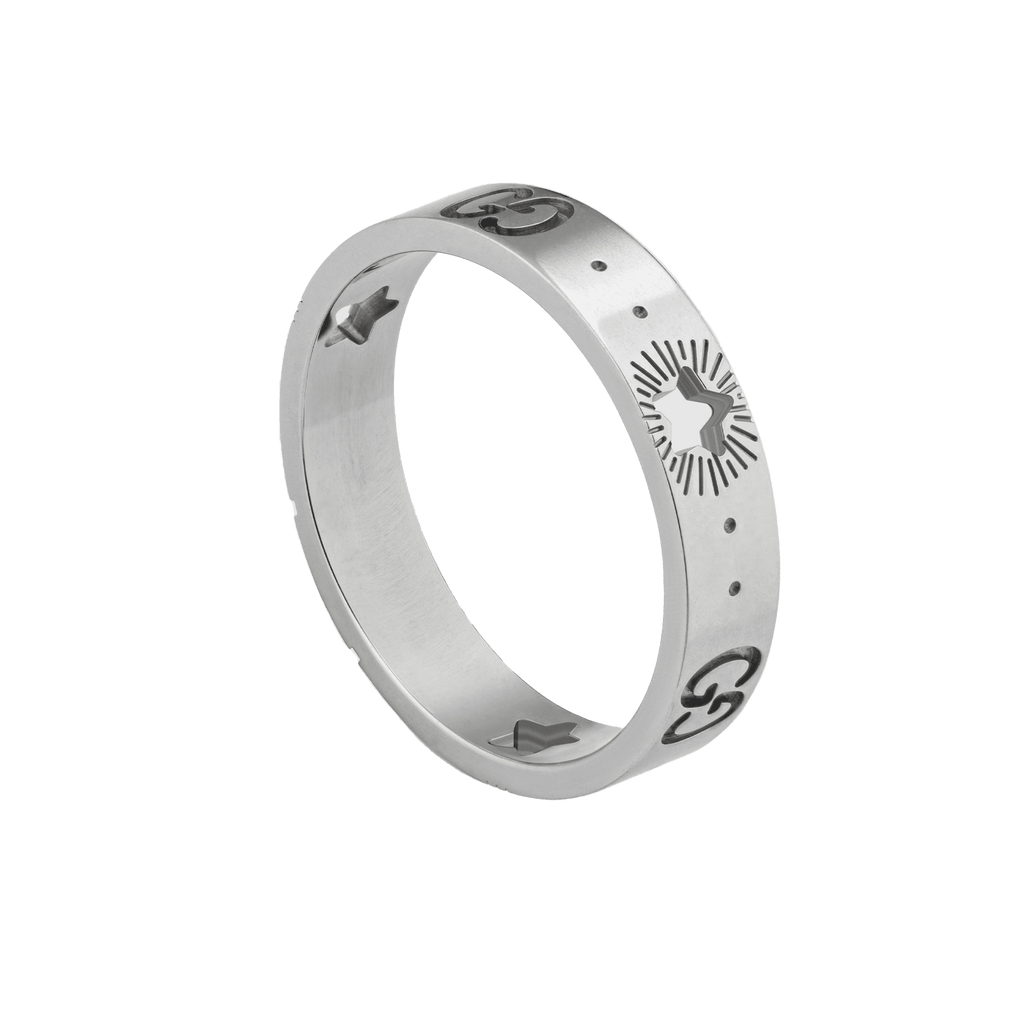 18K Double Gucci White Gold Ring