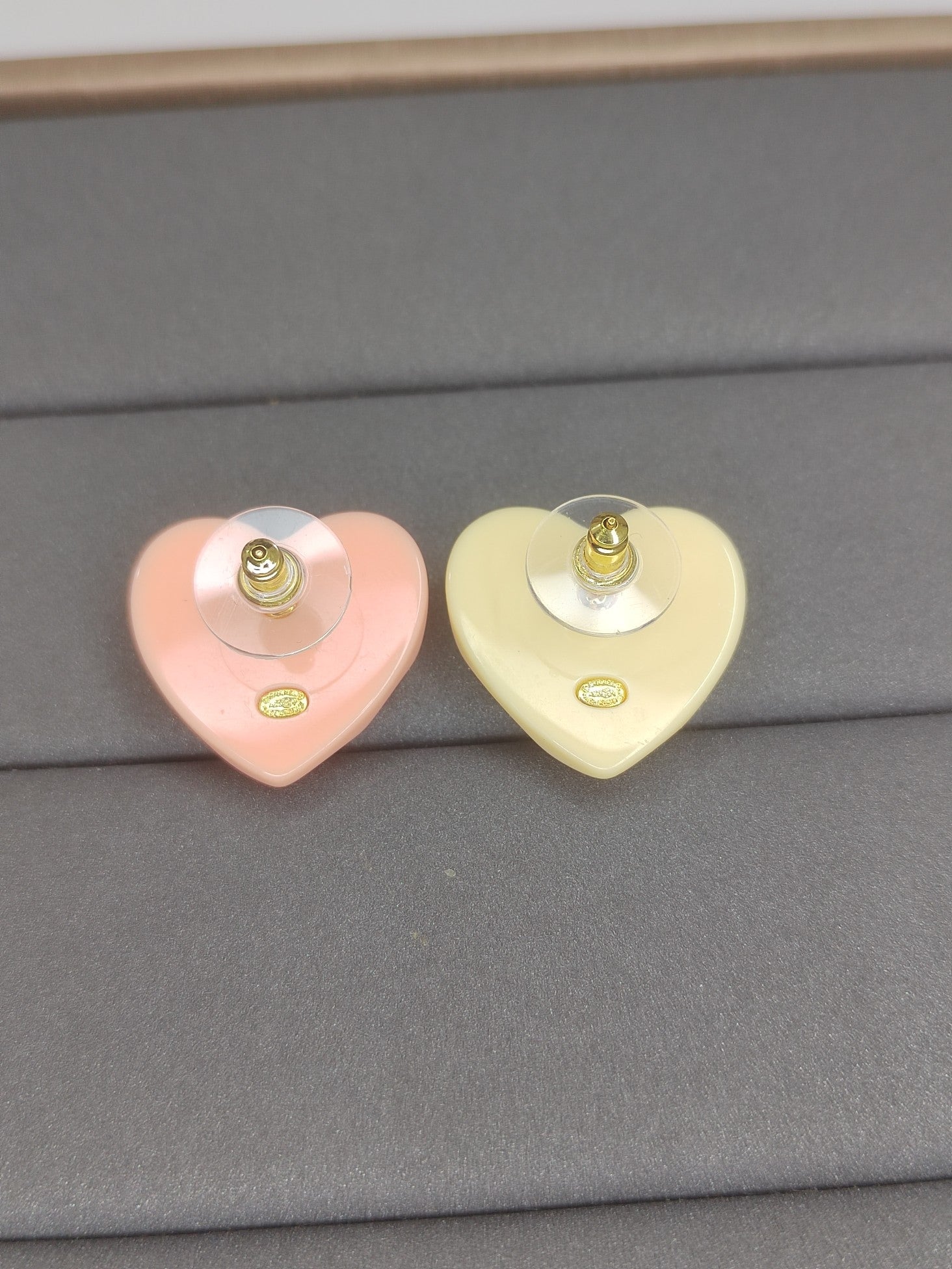18K  Chanel Pink & Yellow Resin Earrings
