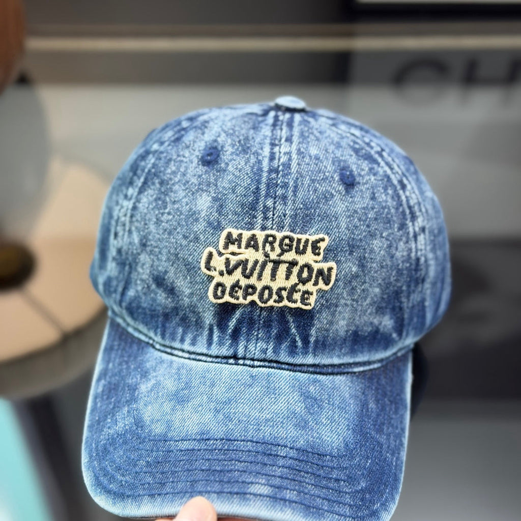 Vintage Washed Denim Baseball Cap - Distressed Streetwear Style
