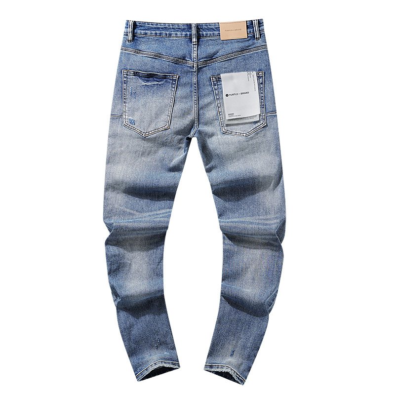 Purple Brand Blue Distressed Washed Denim Jeans — back