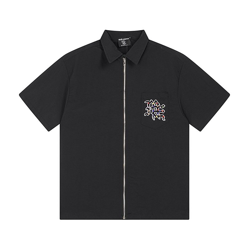 MIXED EMOTION Embellished Zip-Front Short-Sleeve Shirt — hero