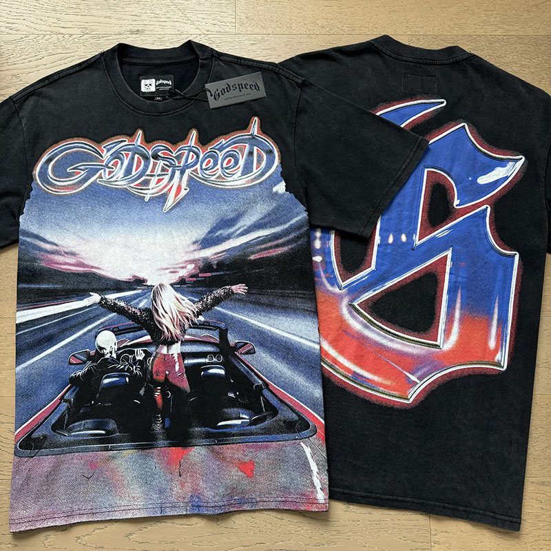 Godspeed Washed Black Graphic T-Shirt — comparison