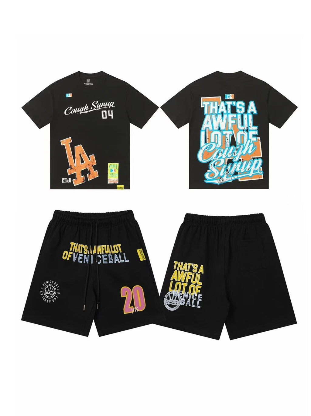 THAT'S A AWFUL LOT OF COUGH SYRUP LA Graphic Short-Sleeve Set — front