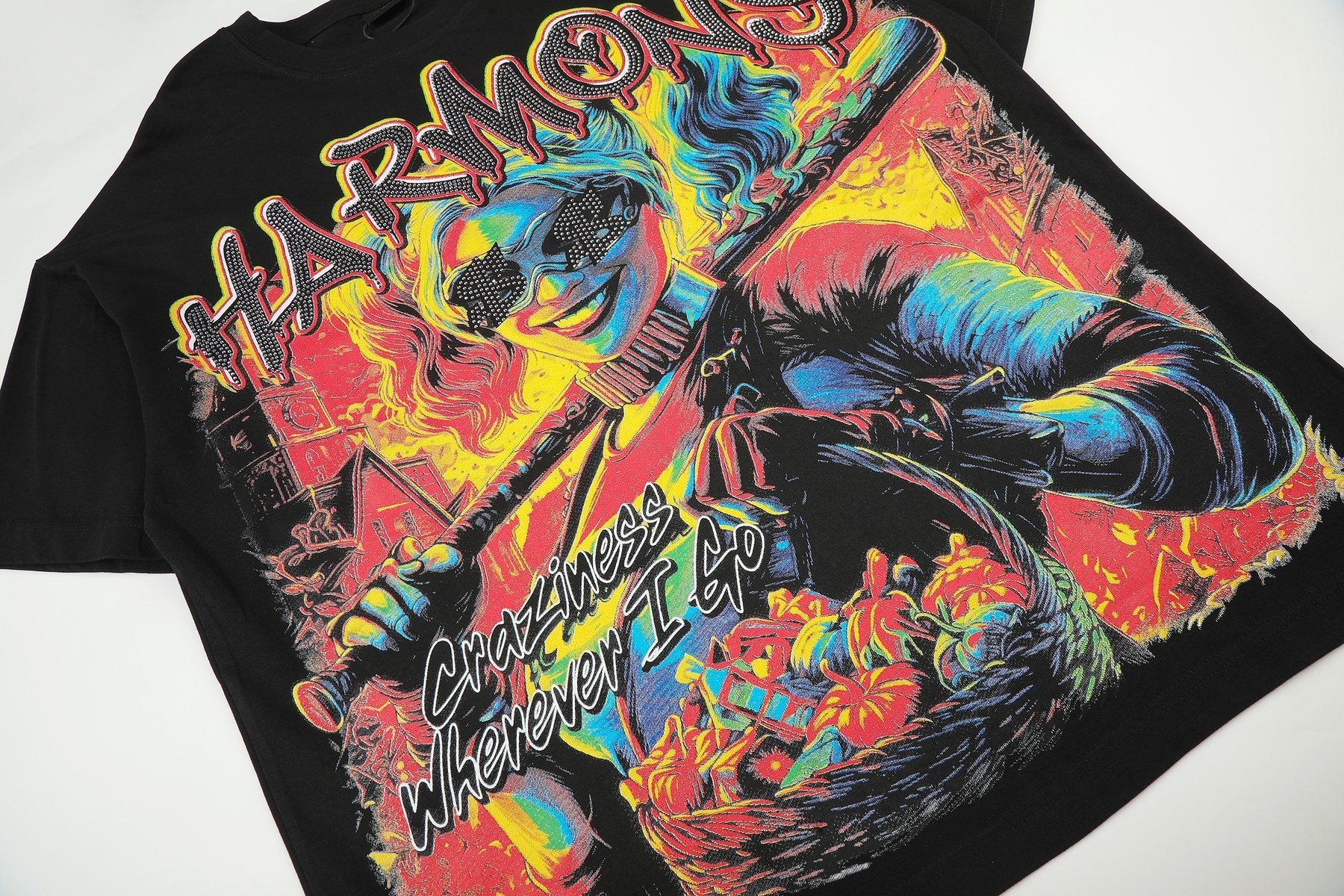 HARMONY Black Front & Back Graphic T-Shirt — detail