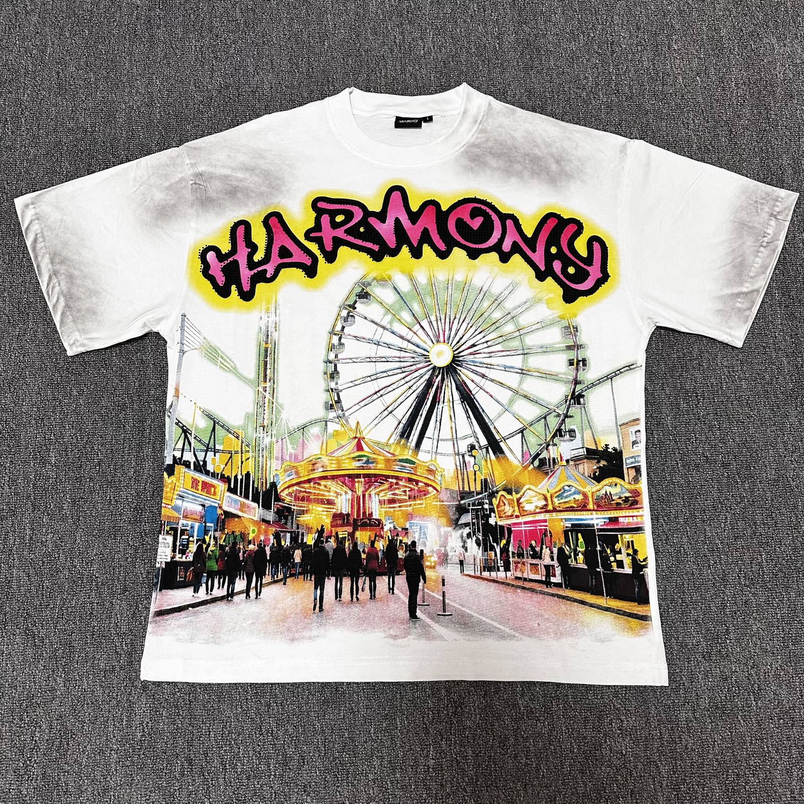 HARMONY Washed White Front & Back Graphic T-Shirt — front