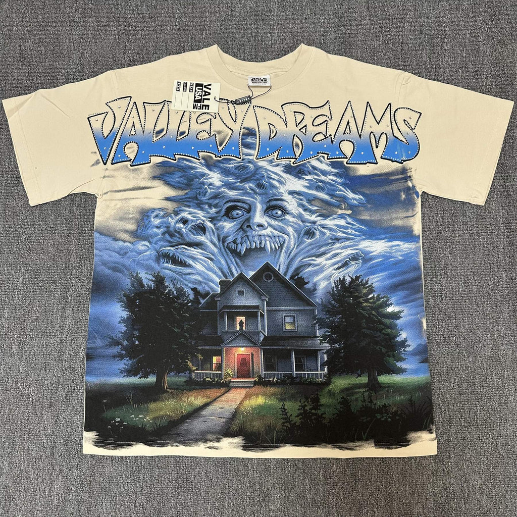 VALE USA Valley Dreams Haunted House Graphic T-Shirt — front
