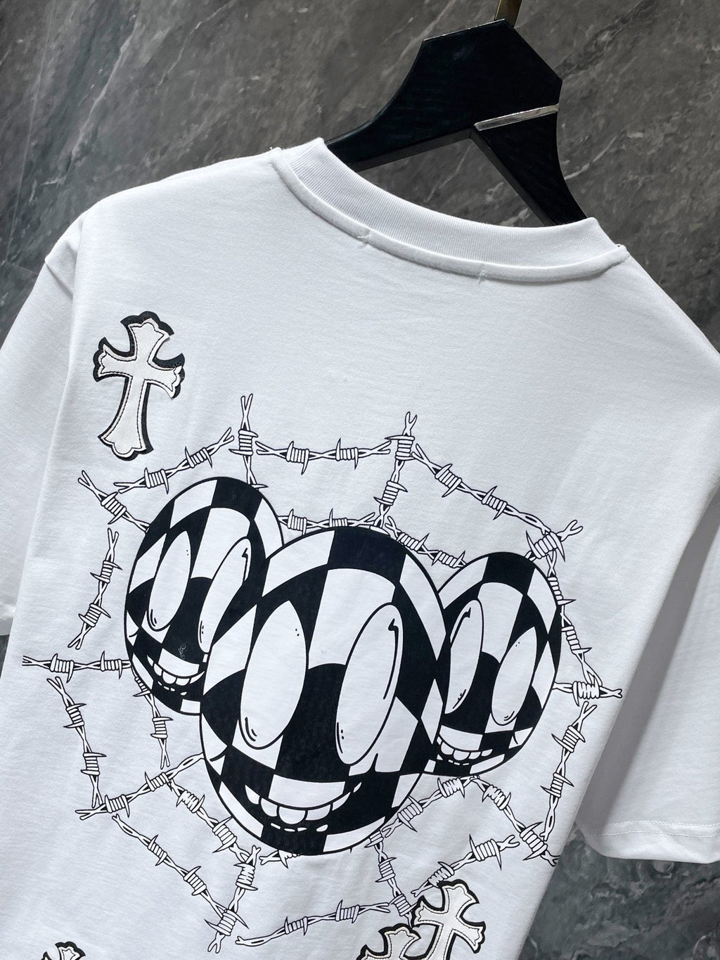 Chrome Hearts Cross & Barbed-Wire Graphic T-Shirt — detail