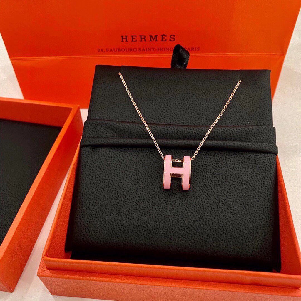 18K Mini Pop Hermes Pink Necklace