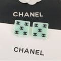 18K  Chanel Green Resin Earrings