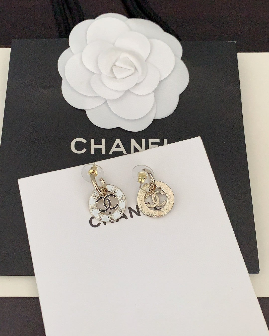 18K  Chanel Circle Earrings