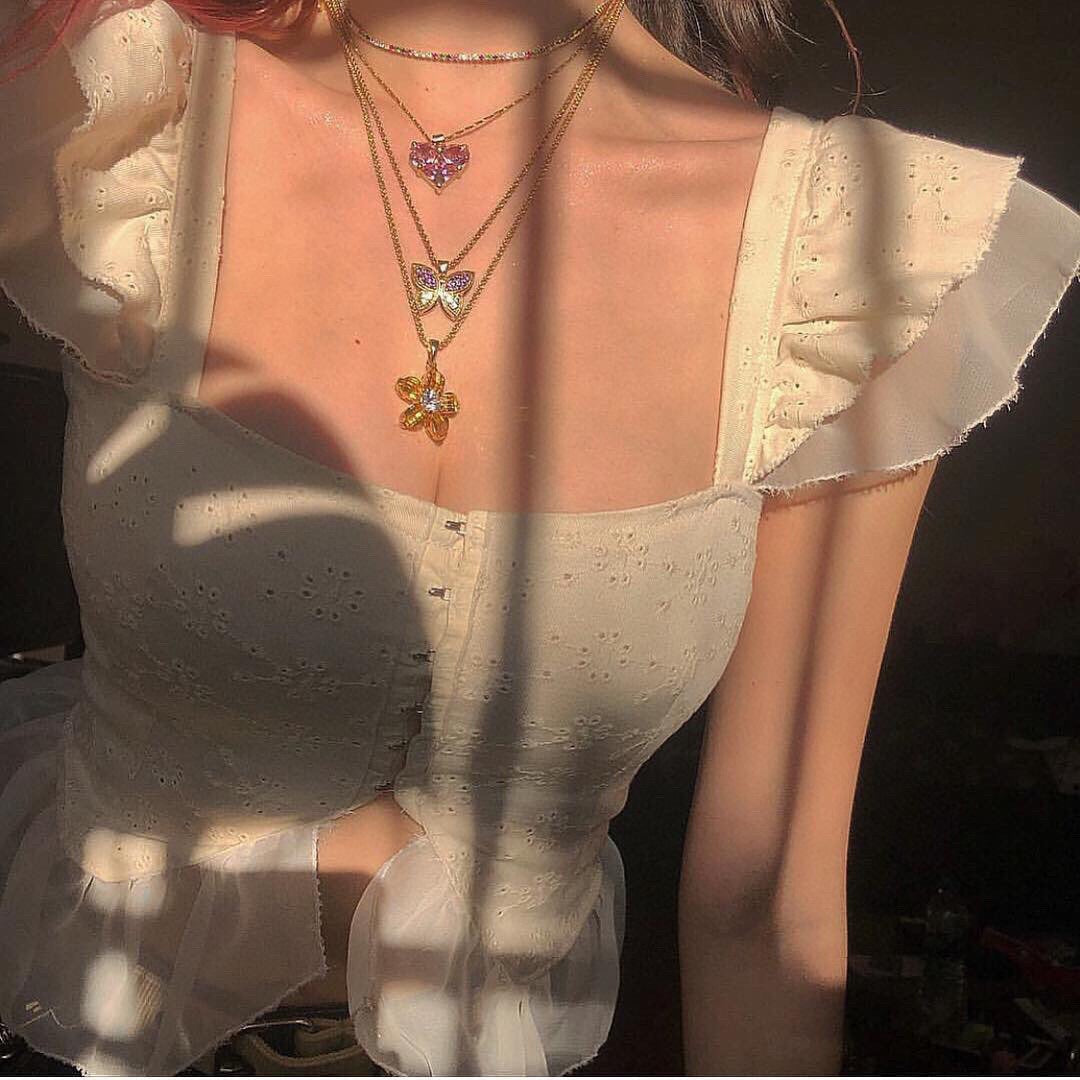 18K Celine Pink Heart Crystal Necklace