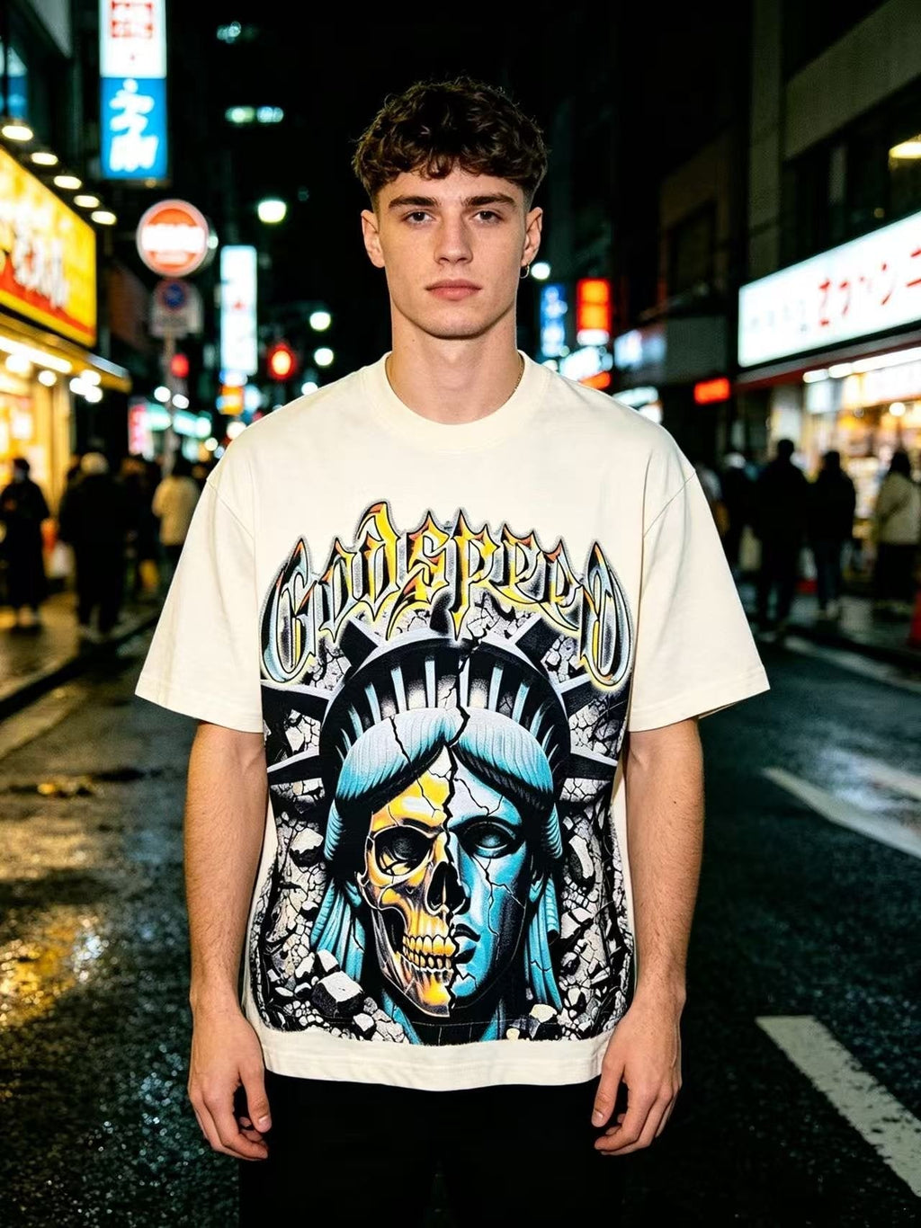 Godspeed Out of Many One Liberty Skull Graphic T-Shirt — context